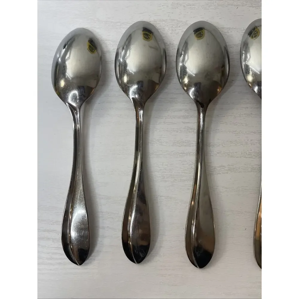 Lot of 8 Cuisinart Carbay Stainless Oval Soup Place Spoons Replacement Flatware